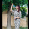 Off White All Over Love Heart Printed Night Suit (KO-NS-505)