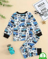 White and Blue Big Truck Printed Kids Night Suit (TNW-615)