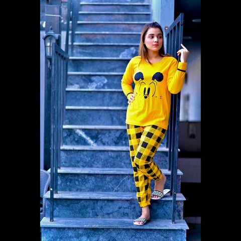 Yellow Mickey Full Sleeves Night Suit (KO-NS-0008)