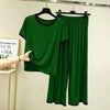 Dark Green Round Neck Piping Half Sleeves Shirt With Lose Style Trouser Home Wear (KO-NS-461)