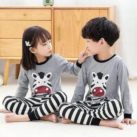 Baby Or Baba Grey and Black Zebra print Kids Night Suit (TNW-222)