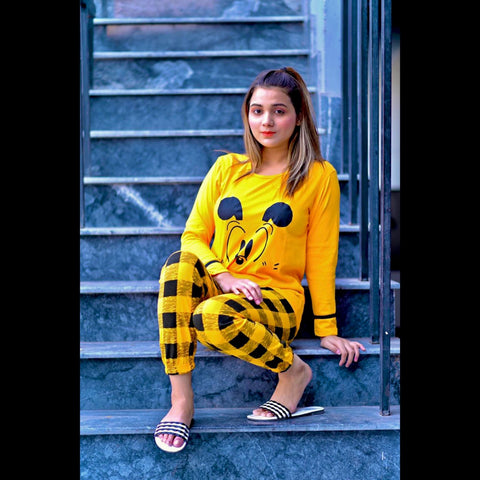 Yellow Mickey Full Sleeves Night Suit (KO-NS-0008)