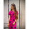 Pink With Black Hearts Half Sleeves Printed Night Suit (KO-NS-0244)