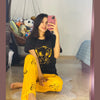 Black Lion With Yellow Lion Trouser Half Sleeves Night Suit (KO-NS-0050)