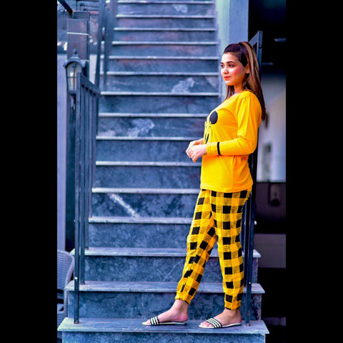 Yellow Mickey Full Sleeves Night Suit (KO-NS-0008)