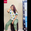 White Avocado Shirt With Green Plain Trouser Half Sleeves Printed Night Suit (KO-NS-404)