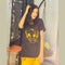 Black Lion With Yellow Lion Trouser Half Sleeves Night Suit (KO-NS-0050)