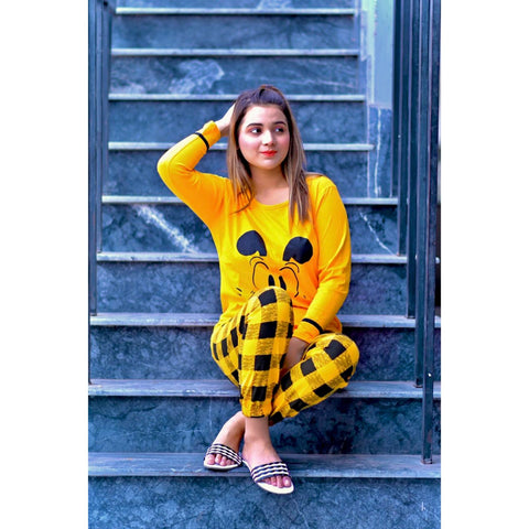 Yellow Mickey Full Sleeves Night Suit (KO-NS-0008)