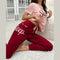 Tea Pink Sleep Shirt With Mahroon Sleep Print Trouser (KO-NS-501)