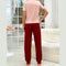 Tea Pink Sleep Shirt With Mahroon Sleep Print Trouser (KO-NS-501)