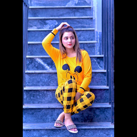 Yellow Mickey Full Sleeves Night Suit (KO-NS-0008)