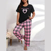Black Good Night Hearts Printed Night Wear