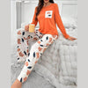 Orange Pocket Flower Printed Night Wear