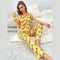 Yellow Love Heart Print Half Sleeves Shirt With Printed Trouser (KO-NS-455)