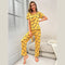 Yellow Love Heart Print Half Sleeves Shirt With Printed Trouser (KO-NS-455)