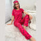 Dark Pink Love Heart Print Half Sleeves Shirt With Printed Trouser (KO-NS-454)