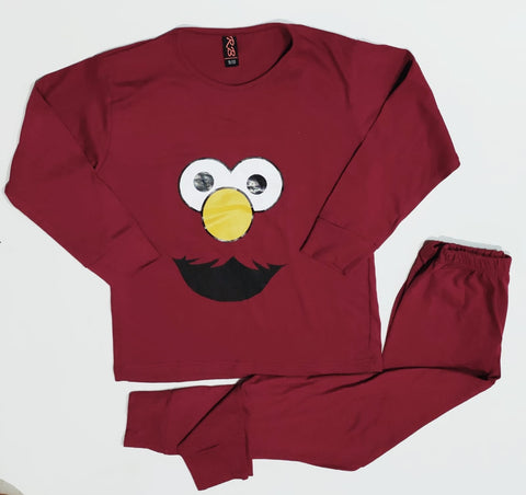 Baby Or Baba Maroon Elmo print Kids Night Suit (1Pcs) (TNW-230)