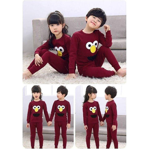 Baby Or Baba Maroon Elmo print Kids Night Suit (1Pcs) (TNW-230)