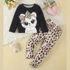 Black Cute Kitty With Cheetha Pajama Printed Kids Night Suit (TNW-623)