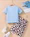 Sky Blue Cute Kitty With Cheetha Pajama Printed Kids Night Suit (TNW-622)