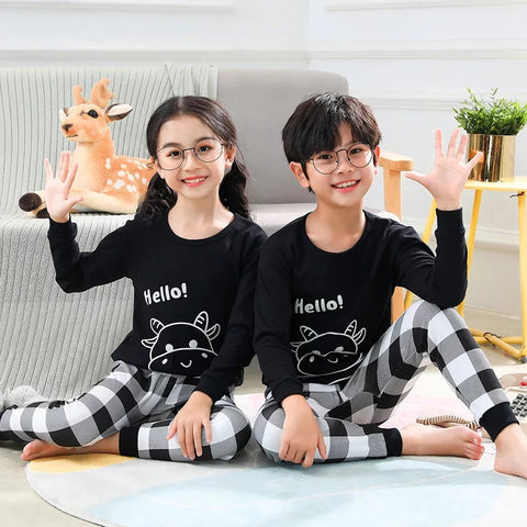 Baby or Baba Black and White Cow with Check Style Pajama Night Suit for Kids (1 Pcs) (TNW-233)