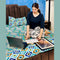 Black Plain V Neck Shirt With Beach Tres Printed Trouser Lounge Wear (KO-NS-449)