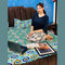 Black Plain V Neck Shirt With Beach Tres Printed Trouser Lounge Wear (KO-NS-449)