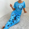 Sky Blue Heart With Butterfly Shirt With Butterfly Printed Trouser Half Sleeves Night Suit (KO-NS-457)