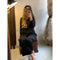 Black Plain V Neck Shirt With Lose Style Lounge Wear (KO-NS-0340)