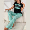 Black Please Do Not Disturb Print Half Sleeves Shirt With Printed Trouser (KO-NS-476)