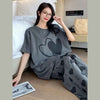 Charcoal Grey Hearts Printed Shirt With Hearts Printed Trouser (KO-NS-489)