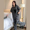 Charcoal Grey Hearts Printed Shirt With Hearts Printed Trouser (KO-NS-489)