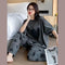 Charcoal Grey Hearts Printed Shirt With Hearts Printed Trouser (KO-NS-489)