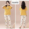 Yellow Little Bear Print Half Sleeves Printed Night Suit (KO-NS-499)