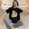 Black Bear Print Half Sleeves Shirt With Check Print Trouser (KO-NS-439)