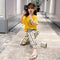 Yellow Love Charm Print Half Sleeves Shirt With Pineapple Printed Trouser Suit for Kids (TNW-470)