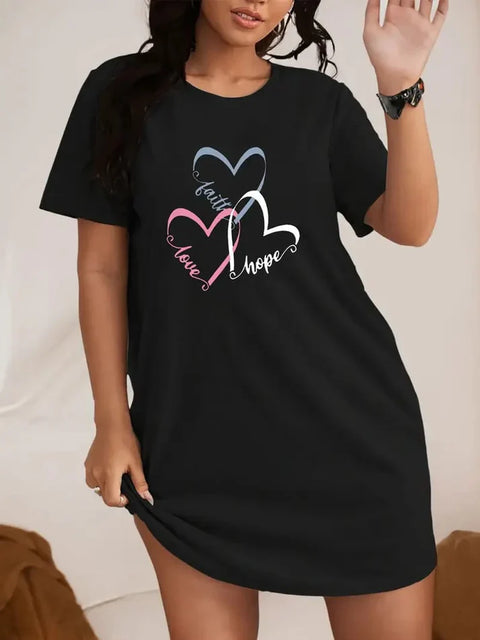 Black Hope Faith Love Print Long Shirt For Women (TNW-514)