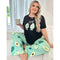 Black Avacado Print Shirt With Green Avacado Printed Trouser (KO-NS-497)