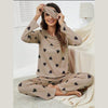 Brown With Black Hearts Printed Night Wear