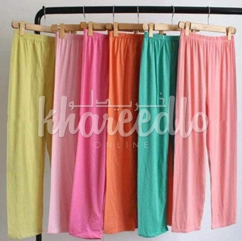 Pack of 5 High Waisted Plain Sleeping Palazzo Pajamas (TNW-0256)