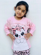 Pink Cute Kitty with cheetha pajama Printed Kids Night Suit (TNW-612)