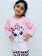 Pink Cute Kitty with cheetha pajama Printed Kids Night Suit (TNW-612)