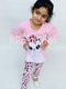 Pink Cute Kitty with cheetha pajama Printed Kids Night Suit (TNW-612)