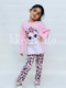 Pink Cute Kitty with cheetha pajama Printed Kids Night Suit (TNW-612)