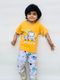 Yellow Mini Car Printed Half Sleeves T-Shirt with White Cars Printed Pajama For Kids (TNW-603)