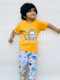 Yellow Mini Car Printed Half Sleeves T-Shirt with White Cars Printed Pajama For Kids (TNW-603)