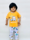 Yellow Mini Car Printed Half Sleeves T-Shirt with White Cars Printed Pajama For Kids (TNW-603)