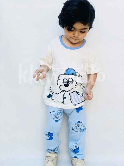 Off white sleepy puppy Printed Kids Night Suit (TNW-613)