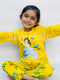 Yellow Barbie Girl Printed Full Sleeves T-shirt with Flower Printed Pajama Kids Suits (TNW-619)