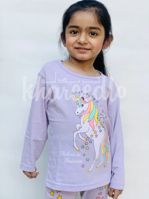Purple Unicorn Printed Kids Night Suit (TNW-605)